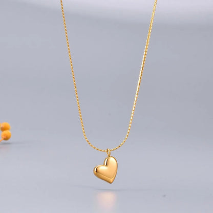 Simple Style Korean Style Heart Shape Titanium Steel Plating Pendant Necklace