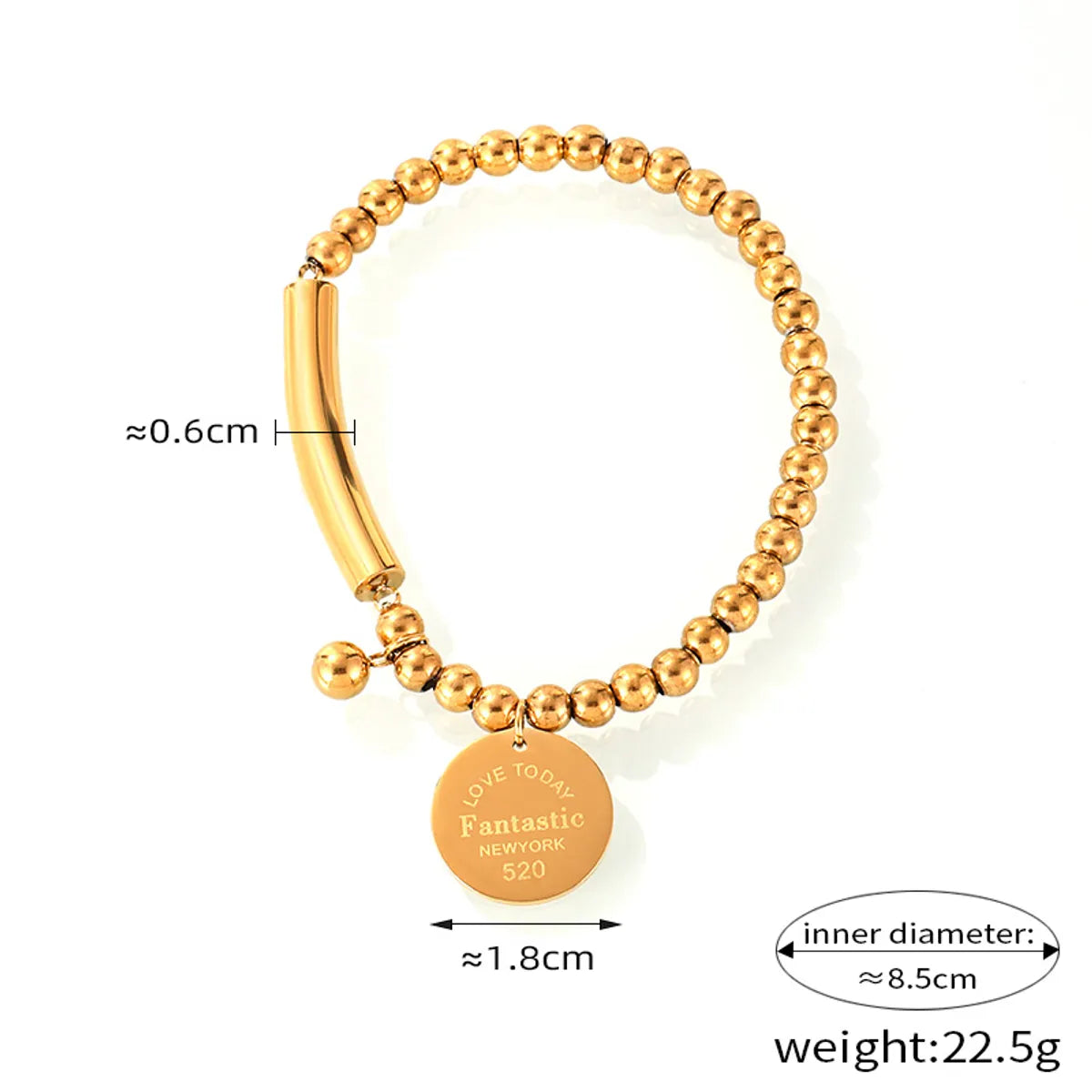 Simple Style Korean Style Round Heart Shape Lines 304 Stainless Steel 18K Gold Plated Bracelets In Bulk