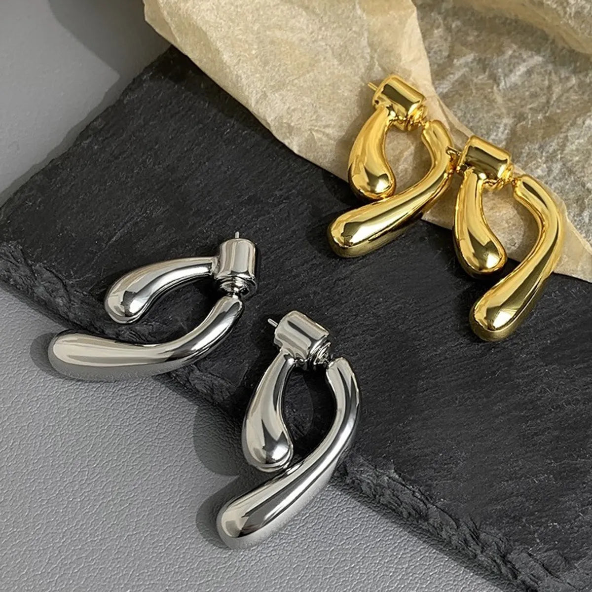 Simple Style Korean Style Solid Color Alloy Plating Women's Ear Studs