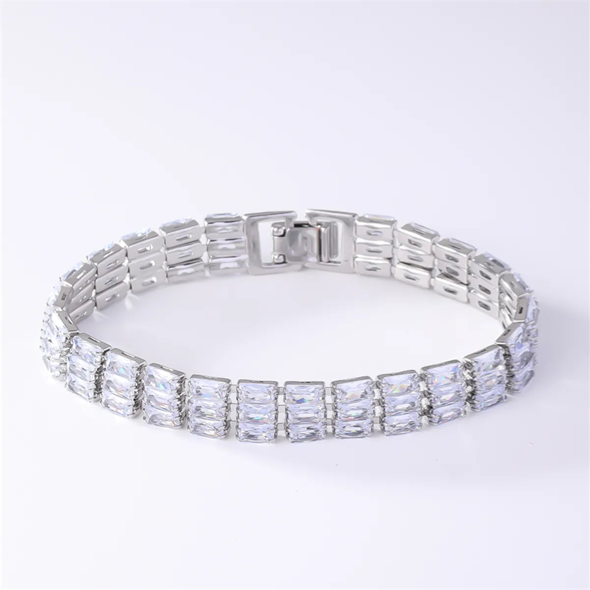 Simple Style Korean Style Square Copper Plating Inlay Zircon Bracelets