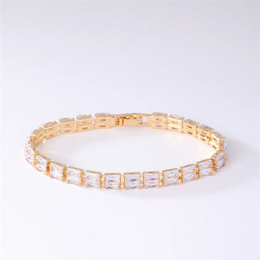 Simple Style Korean Style Square Copper Plating Inlay Zircon Bracelets