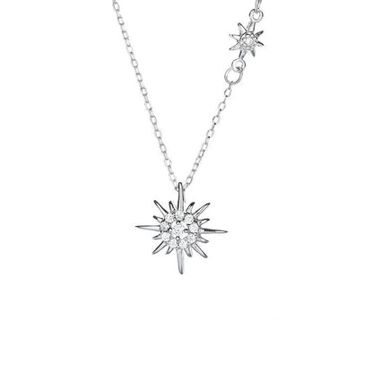 Simple Style Korean Style Star Sterling Silver Zircon Pendant Necklace In Bulk