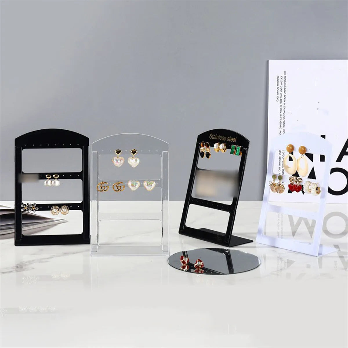 Simple Style L Shape Arylic Jewelry Rack