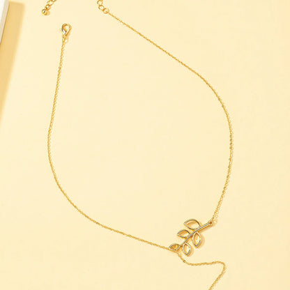 Simple Style Leaf Alloy Plating Gold Plated Women's Pendant Necklace