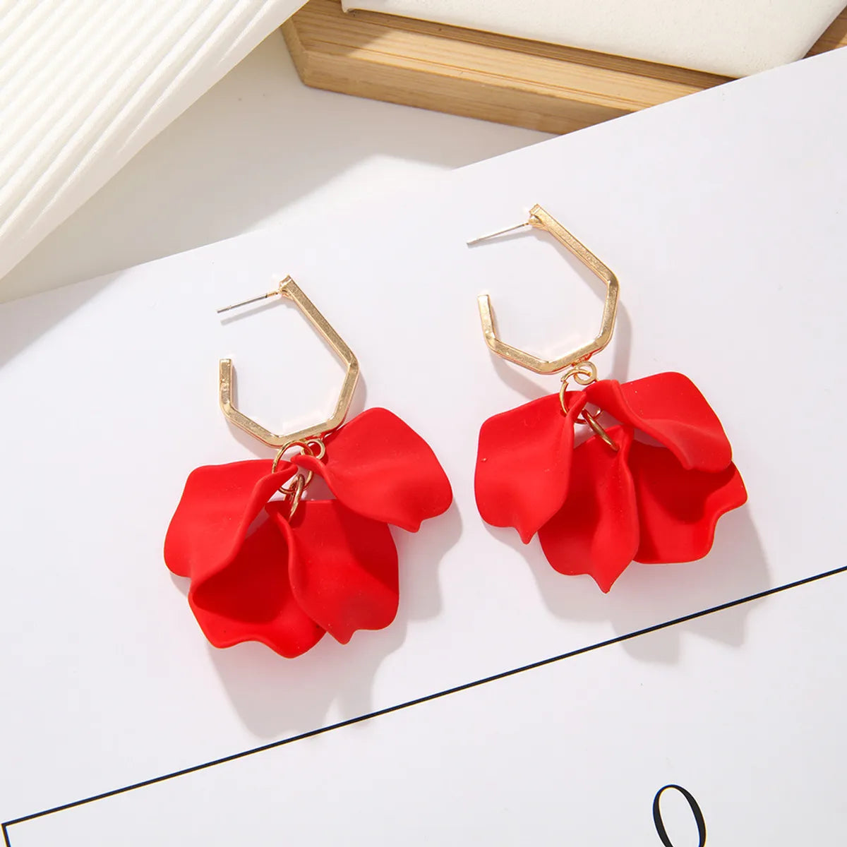 Simple Style Leaf Arylic Plating Gold Plated Women'S Drop Earrings