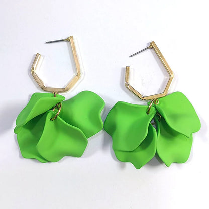 Simple Style Leaf Arylic Plating Gold Plated Women'S Drop Earrings