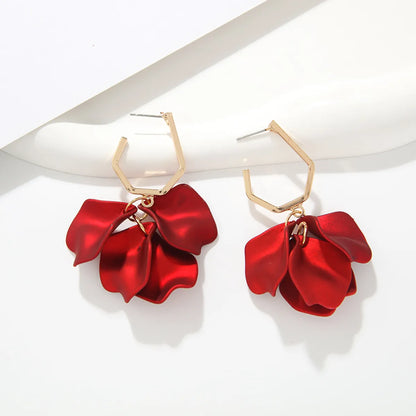 Simple Style Leaf Arylic Plating Gold Plated Women'S Drop Earrings