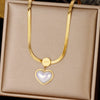 Simple Style Leaf Heart Shape Stainless Steel Plating Inlay Zircon Pendant Necklace