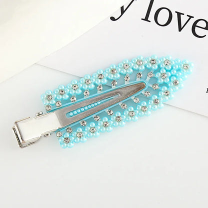 Simple Style Leaf Imitation Pearl Rhinestone Hair Clip 1 Piece