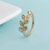 Simple Style Leaf Metal Plating Inlay Zircon Unisex Open Rings