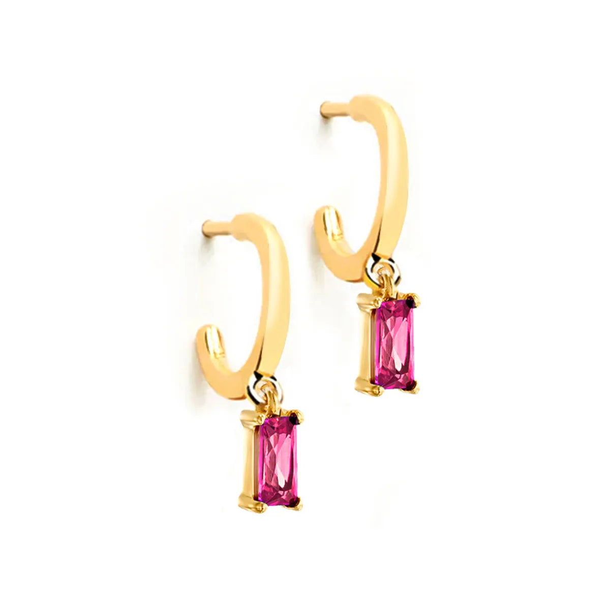 Simple Style Leaf Square Water Droplets Copper Ear Studs Plating Inlay Zircon Copper Earrings