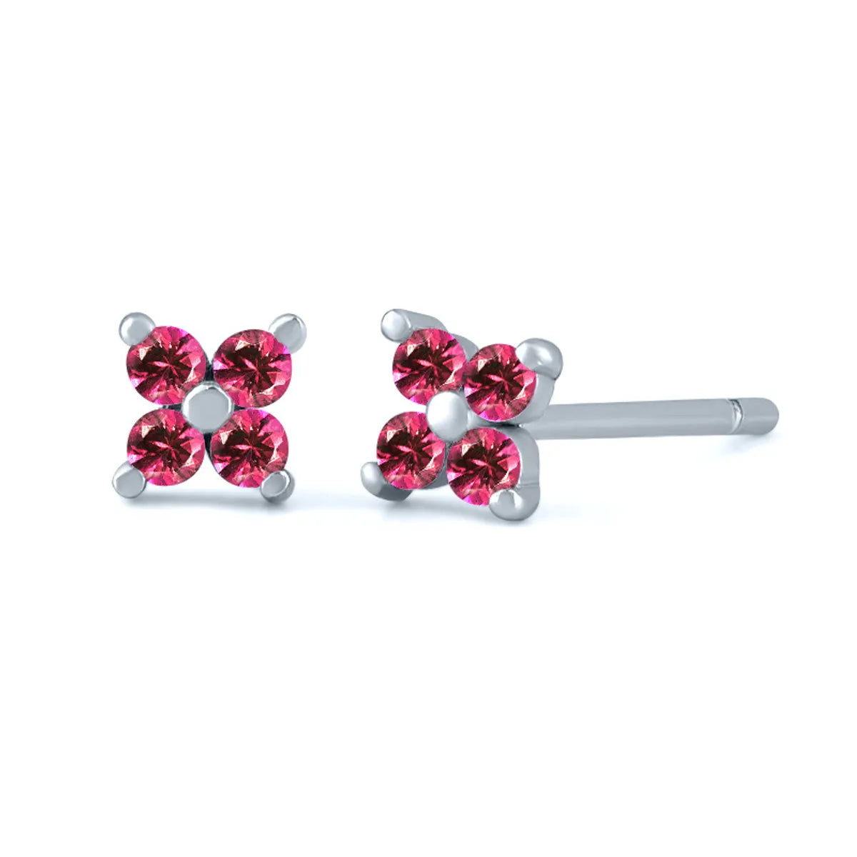 Simple Style Leaf Square Water Droplets Copper Ear Studs Plating Inlay Zircon Copper Earrings