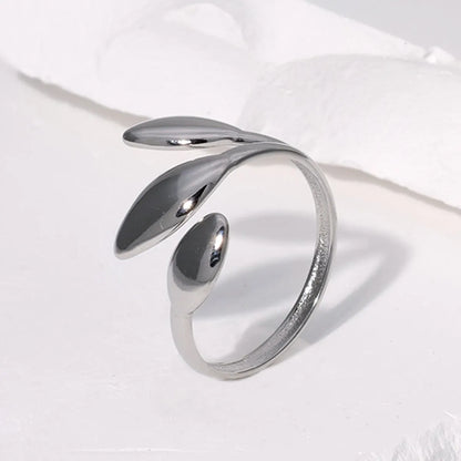 Simple Style Leaf Stainless Steel Rings 1 Piece