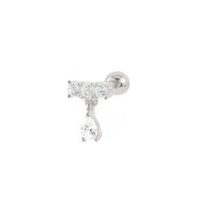 Simple Style Leaf Star Sterling Silver Plating Inlay Zircon Ear Studs 1 Piece