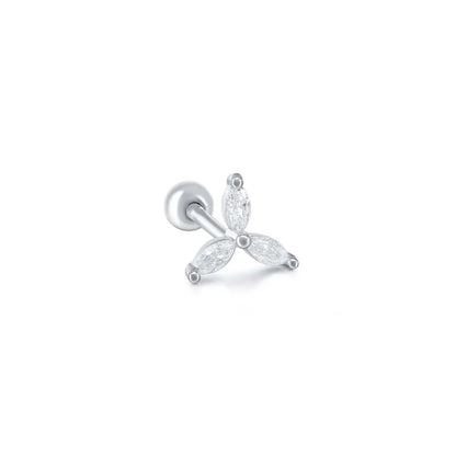 Simple Style Leaf Star Sterling Silver Plating Inlay Zircon Ear Studs 1 Piece