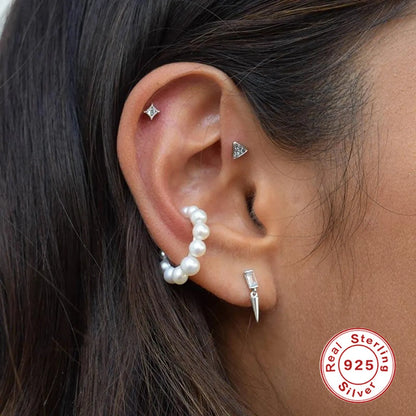 Simple Style Leaf Star Sterling Silver Plating Inlay Zircon Ear Studs 1 Piece