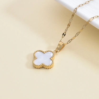 Simple Style Leaf Titanium Steel Inlay Rhinestones Pendant Necklace