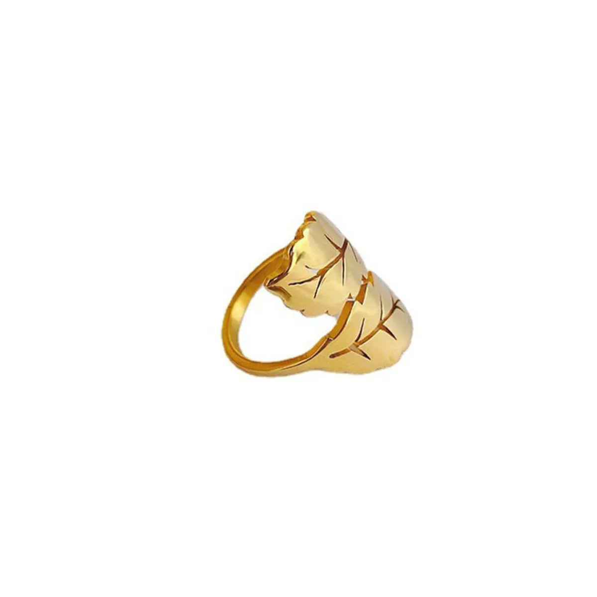 Simple Style Leaf Titanium Steel Plating 18k Gold Plated Open Ring