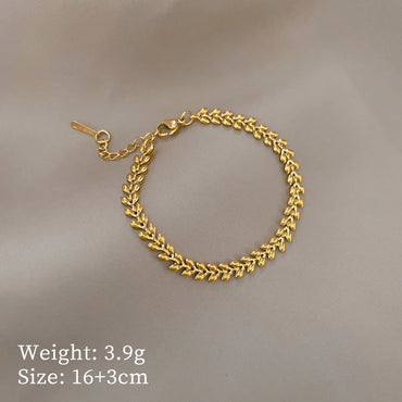 Simple Style Leaf Titanium Steel Plating Bracelets