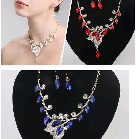 Simple Style Leaf Zircon Alloy Zinc Alloy Wholesale Earrings Necklace