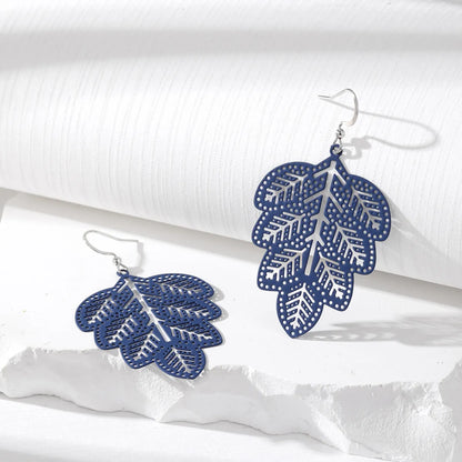 Simple Style Leaves Alloy Hollow Out Women's Drop Earrings