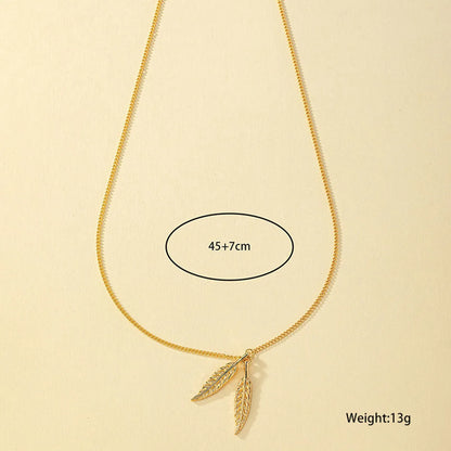 Simple Style Leaves Alloy Plating Gold Plated Women's Pendant Necklace