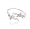 Simple Style Leaves Copper Plating Zircon Open Ring 1 Piece