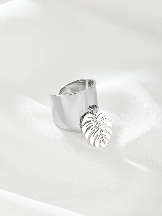 Simple Style Leaves Stainless Steel Plating 18k Gold Plated Charm Rings