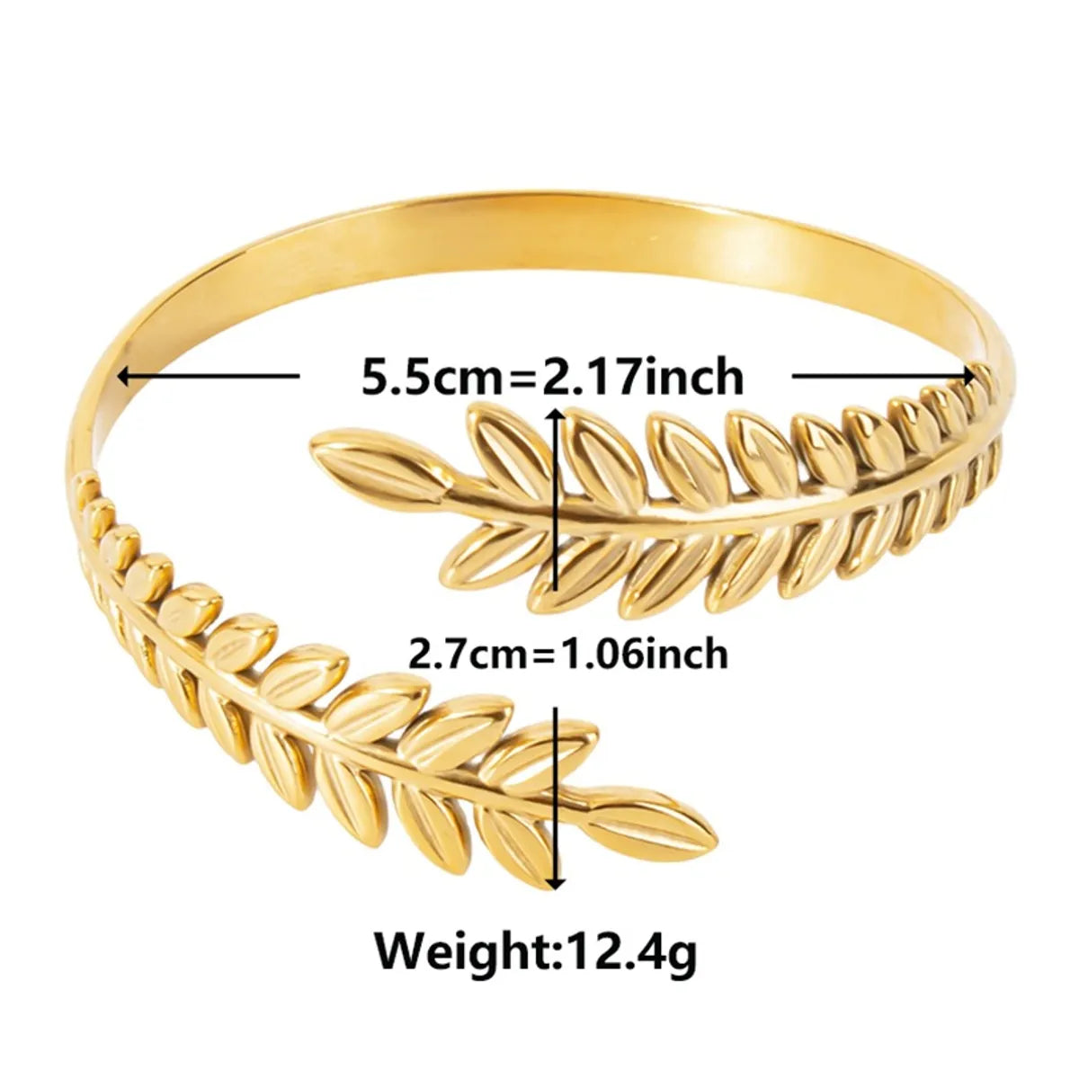 Simple Style Leaves 304 Stainless Steel 18K Gold Plated Bangle In Bulk