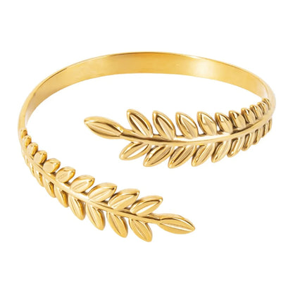 Simple Style Leaves 304 Stainless Steel 18K Gold Plated Bangle In Bulk