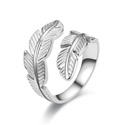 Simple Style Leaves Stainless Steel Women'S Open Ring