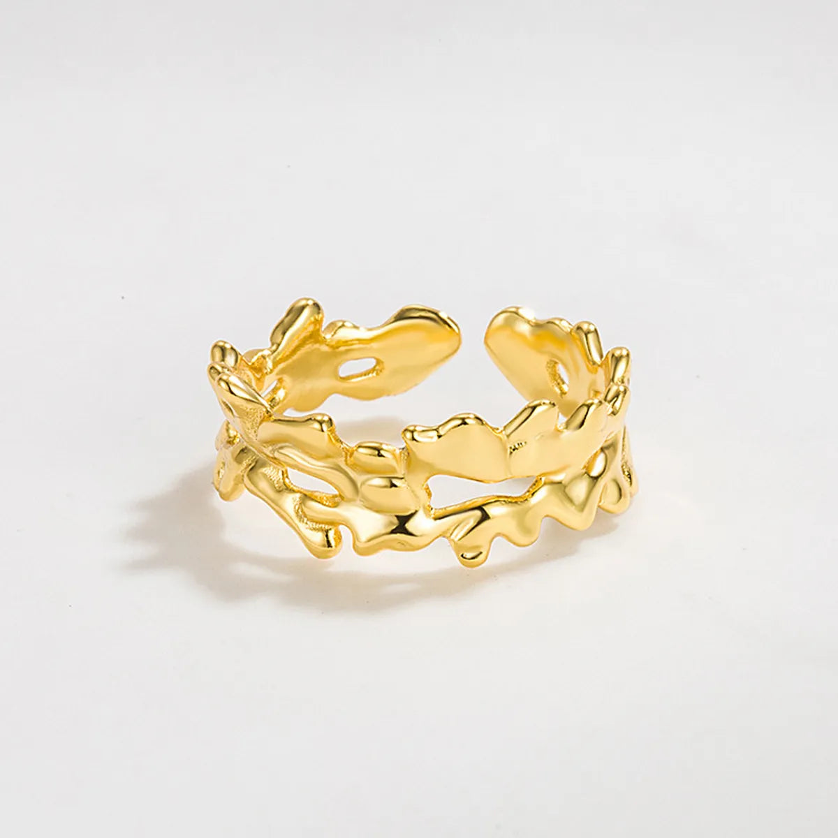 Simple Style Leaves Sterling Silver Gold Plated Rings In Bulk