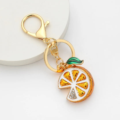 Simple Style Lemon Zinc Alloy Inlay Rhinestones Unisex Bag Pendant Keychain