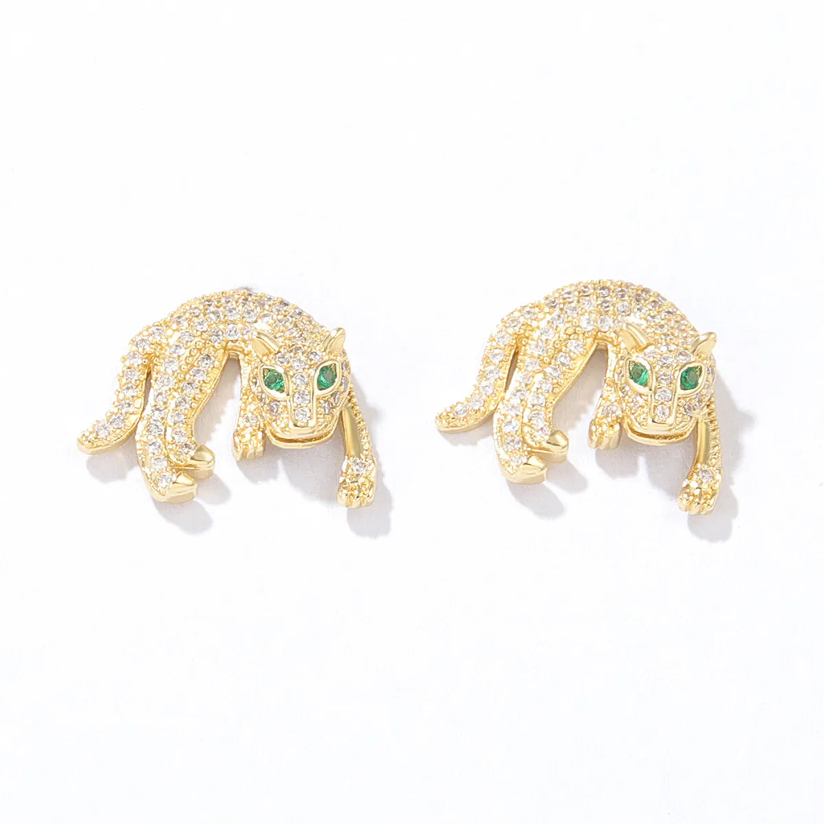 Simple Style Leopard Copper Ear Studs Gold Plated Zircon Copper Earrings