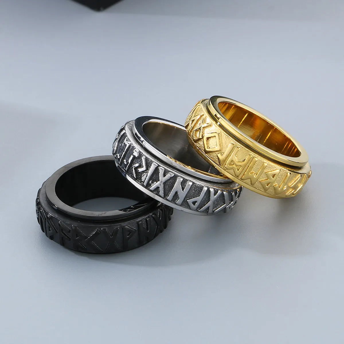 Simple Style Letter 304 Stainless Steel 18K Gold Plated Men'S Rings