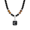 Simple Style Letter 304 Stainless Steel Arylic Tiger Eye Beaded Handmade Inlay Tiger Eye Men'S Pendant Necklace