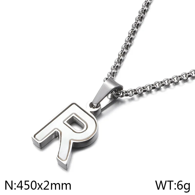 Simple Style Letter 304 Stainless Steel Shell Women'S Pendant Necklace