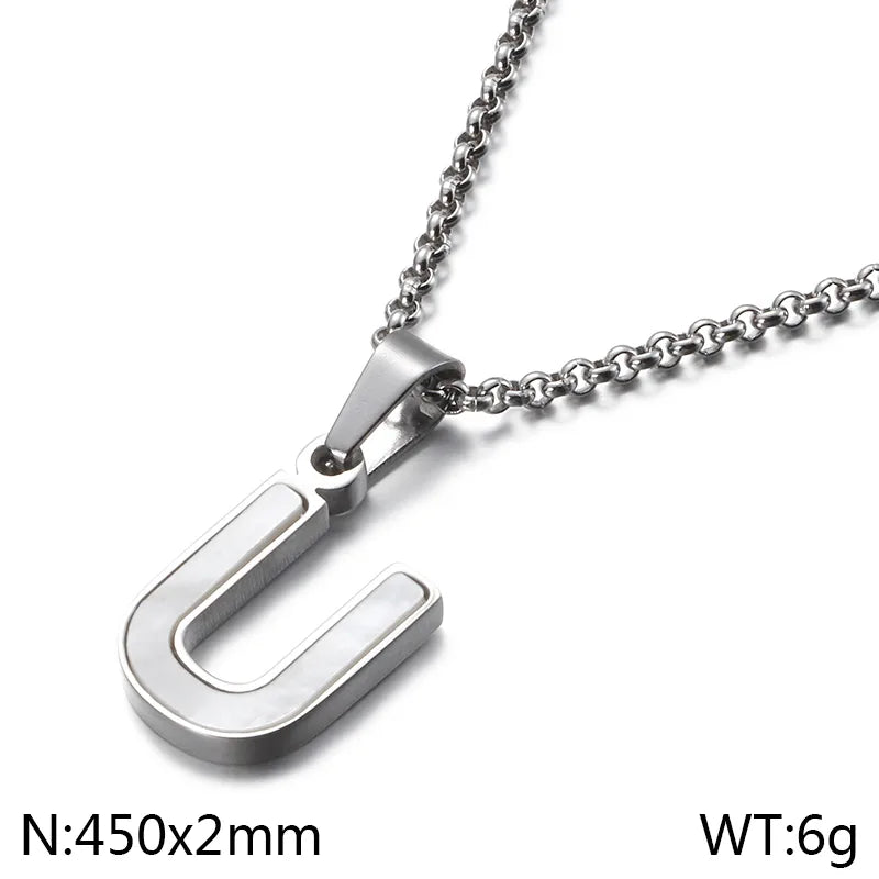 Simple Style Letter 304 Stainless Steel Shell Women'S Pendant Necklace