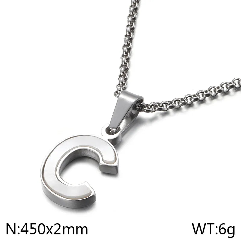 Simple Style Letter 304 Stainless Steel Shell Women'S Pendant Necklace