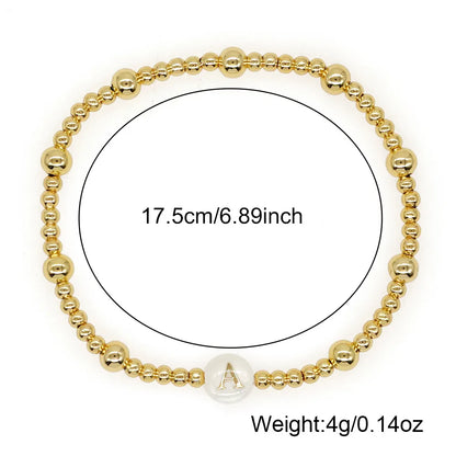 Simple Style Letter Alloy Beaded 18K Gold Plated Women'S Bracelets