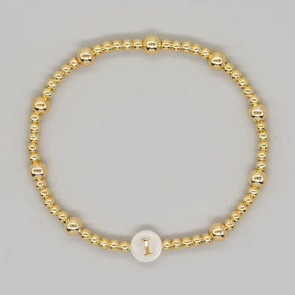 Simple Style Letter Alloy Beaded 18K Gold Plated Women'S Bracelets