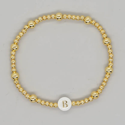 Simple Style Letter Alloy Beaded 18K Gold Plated Women'S Bracelets