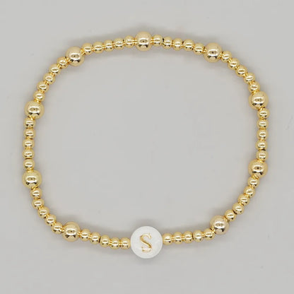 Simple Style Letter Alloy Beaded 18K Gold Plated Women'S Bracelets