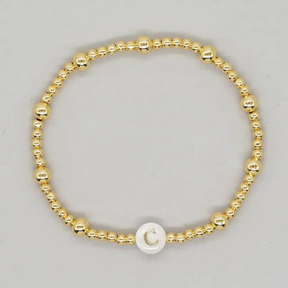 Simple Style Letter Alloy Beaded 18K Gold Plated Women'S Bracelets