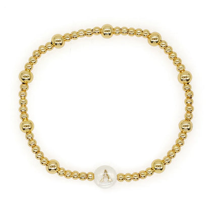 Simple Style Letter Alloy Beaded 18K Gold Plated Women'S Bracelets