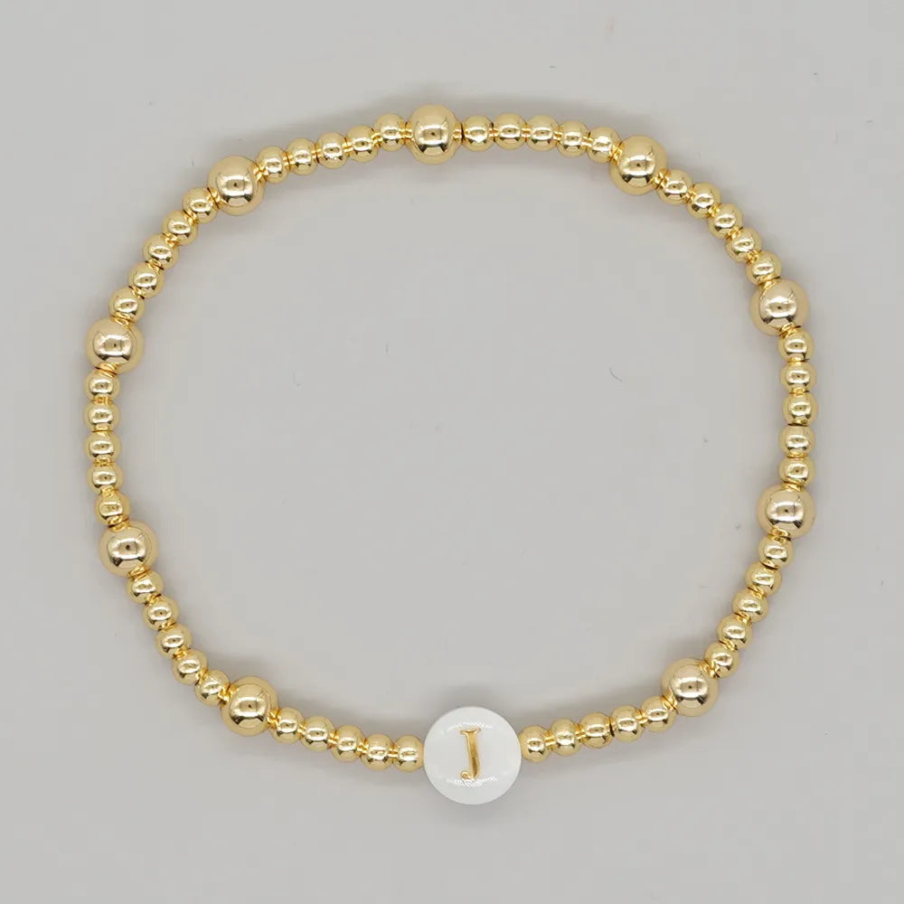 Simple Style Letter Alloy Beaded 18K Gold Plated Women'S Bracelets