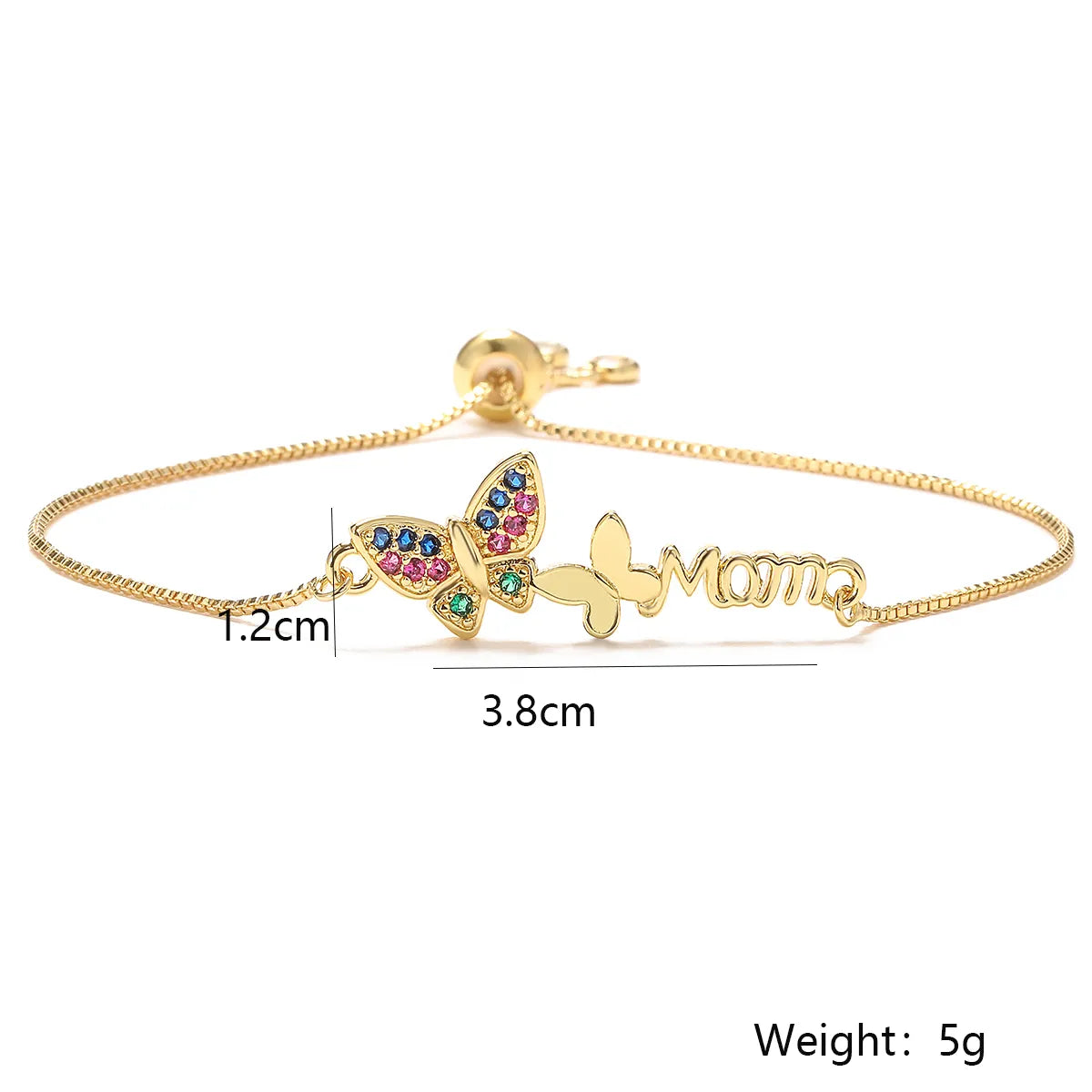 Simple Style Letter Butterfly Copper Plating Inlay Zircon 18k Gold Plated Bracelets