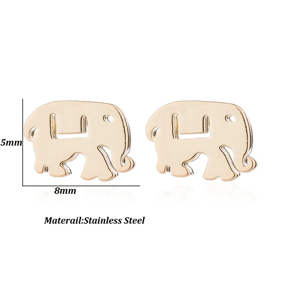 Simple Style Letter Cat Elephant Stainless Steel Plating Hollow Out Ear Studs 1 Pair