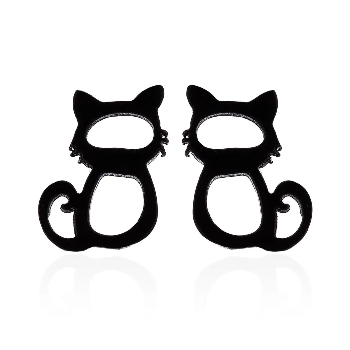 Simple Style Letter Cat Elephant Stainless Steel Plating Hollow Out Ear Studs 1 Pair