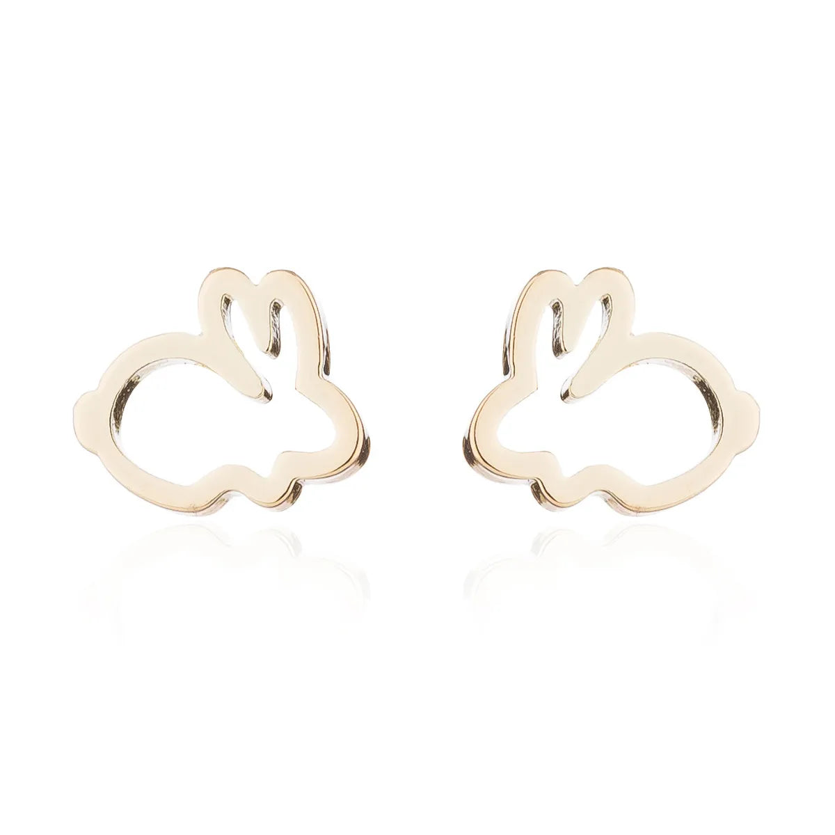 Simple Style Letter Cat Elephant Stainless Steel Plating Hollow Out Ear Studs 1 Pair